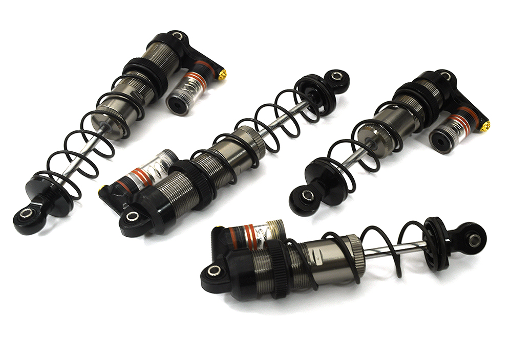 C33592GREY Billet Machined Piggyback Shocks (4) for Arrma 1/10 Vorteks 4X4 3S BLX ARA330722 - Image 1