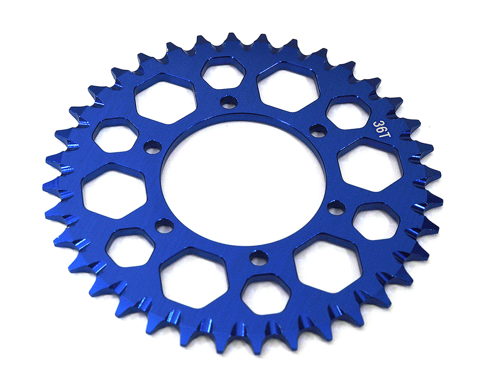 C33597BLUE Billet Machined 36T Hub Chain Sprocket for Losi 1/4 Promoto-MX Motorcycle - Image 1