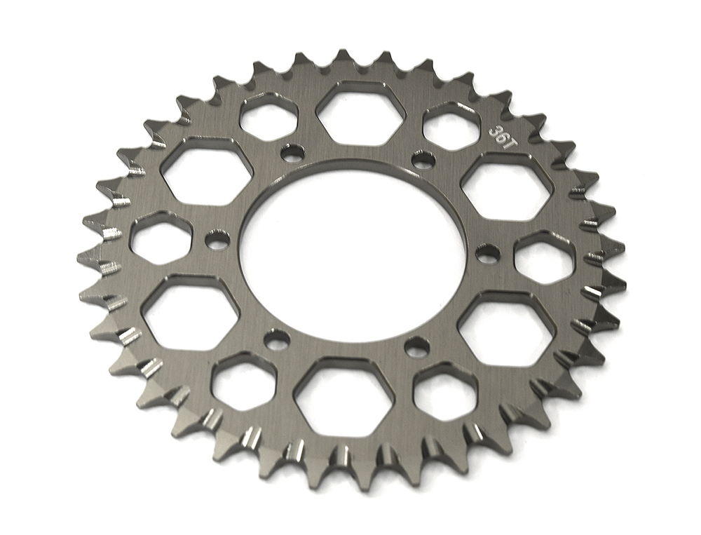 C33597GREY Billet Machined 36T Hub Chain Sprocket for Losi 1/4 Promoto-MX Motorcycle - Image 1