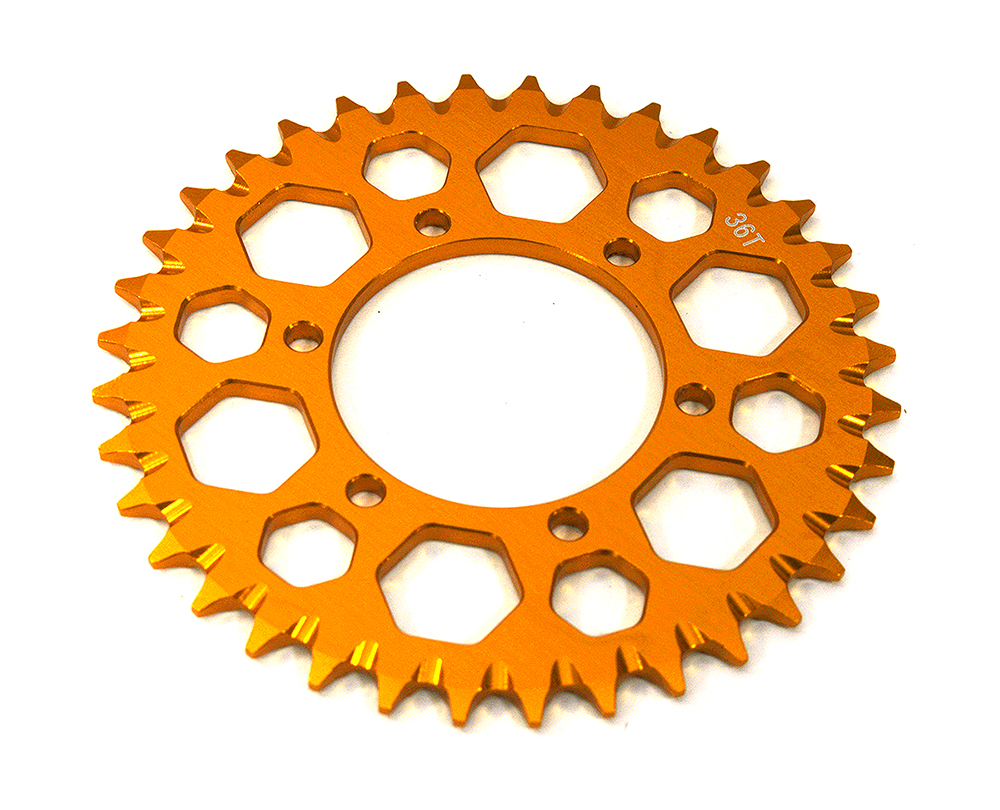 C33597ORANGE Billet Machined 36T Hub Chain Sprocket for Losi 1/4 Promoto-MX Motorcycle - Image 1