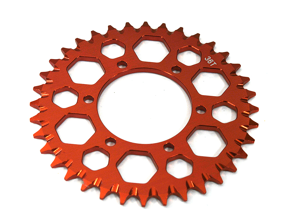 C33597RED Billet Machined 36T Hub Chain Sprocket for Losi 1/4 Promoto-MX Motorcycle - Image 1