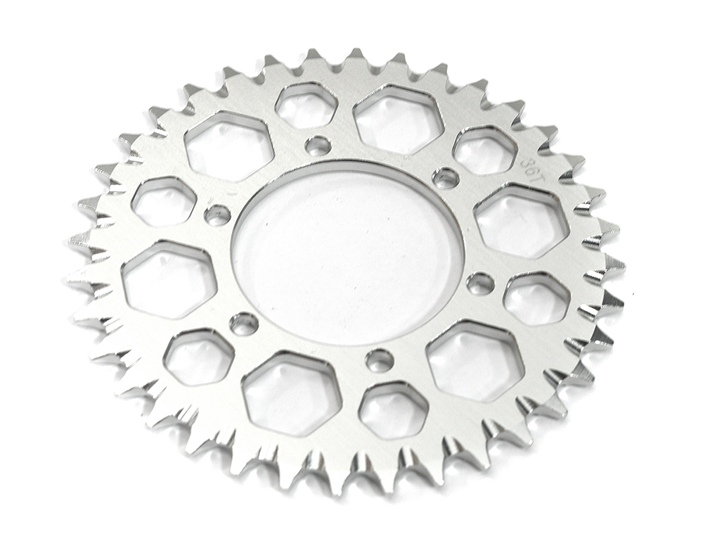 C33597SILVER Billet Machined 36T Hub Chain Sprocket for Losi 1/4 Promoto-MX Motorcycle - Image 1