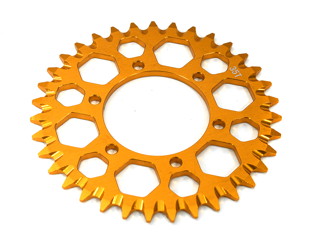 C33598ORANGE Billet Machined 35T Hub Chain Sprocket for Losi 1/4 Promoto-MX Motorcycle - Image 1