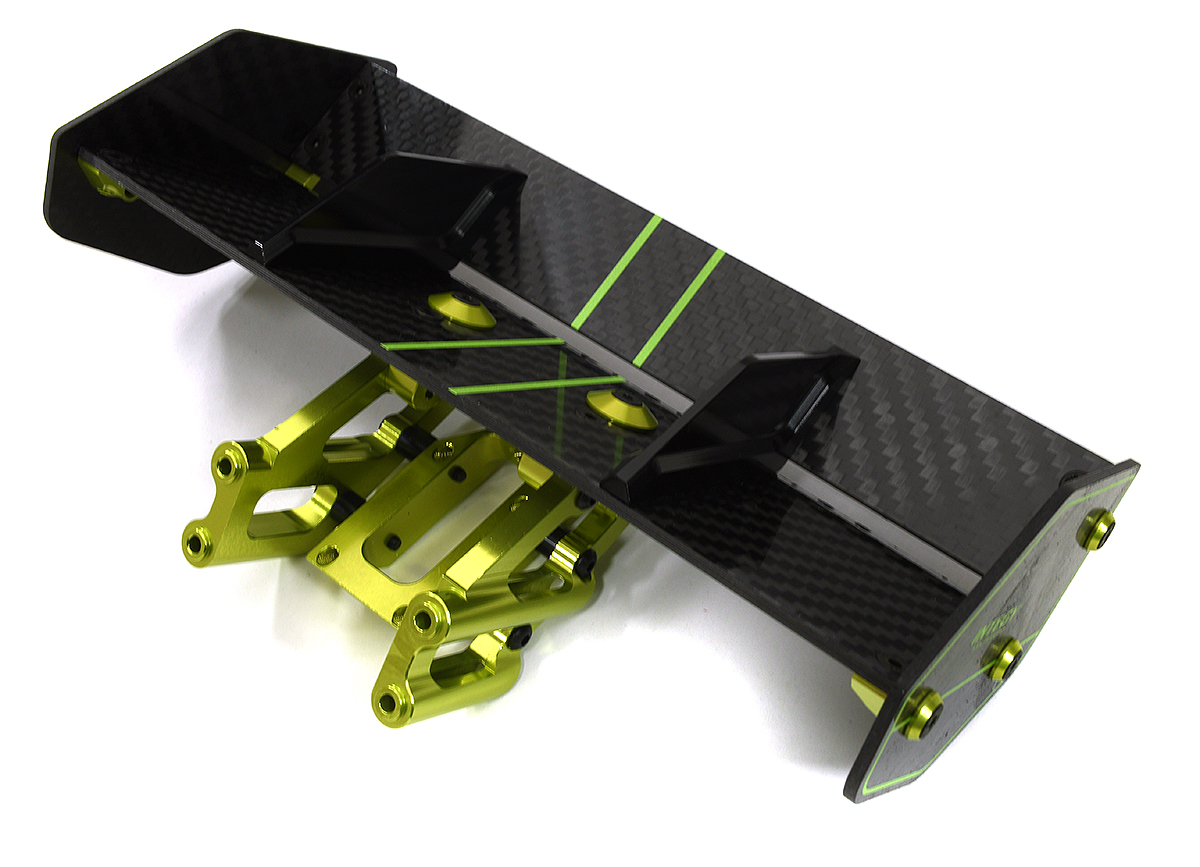 C33608GREEN Carbon Fiber Rear Aero Wing Kit for Arrma 1/10 Kraton 4X4 4S V2 BLX ARA480044 - Image 1