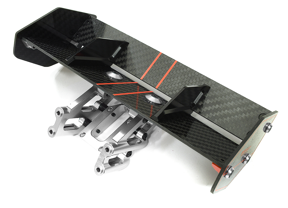 C33608SILVER Carbon Fiber Rear Aero Wing Kit for Arrma 1/10 Kraton 4X4 4S V2 BLX ARA480044 - Image 1