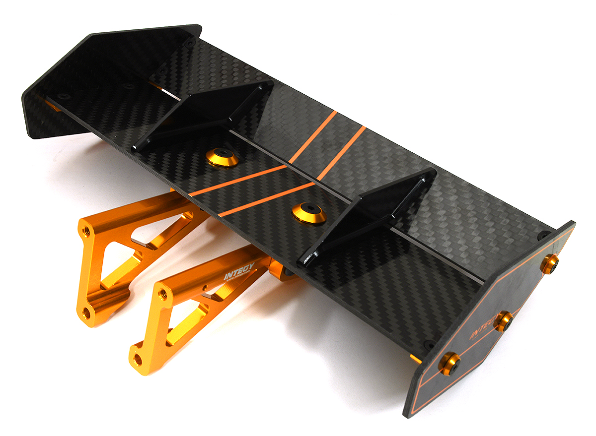 C33609ORANGE Carbon Fiber Rear Aero Wing Kit for Traxxas 1/8 Sledge 4WD 9517 9518 - Image 1