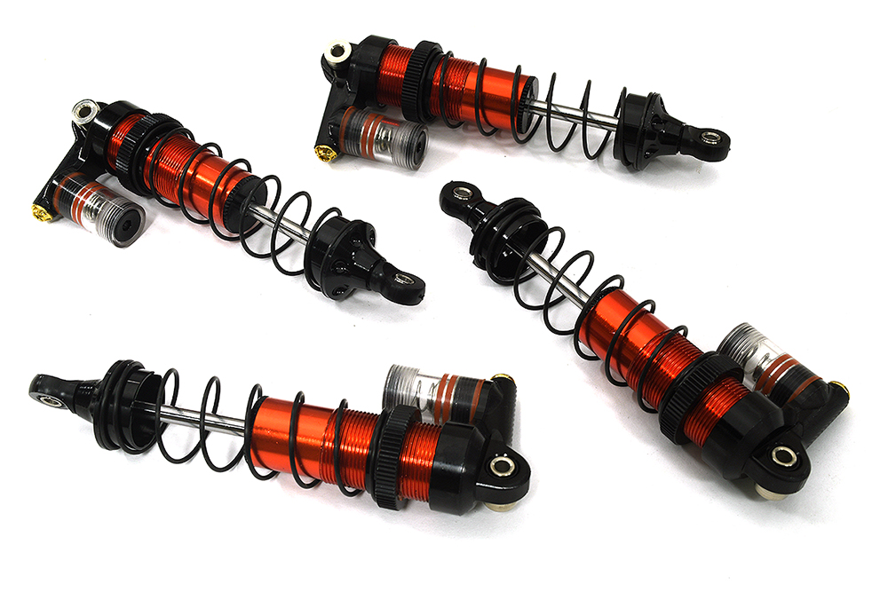 C33625RED Billet Machined Piggyback Shock Set for Losi 1/10 2WD 22S Drag - Image 1