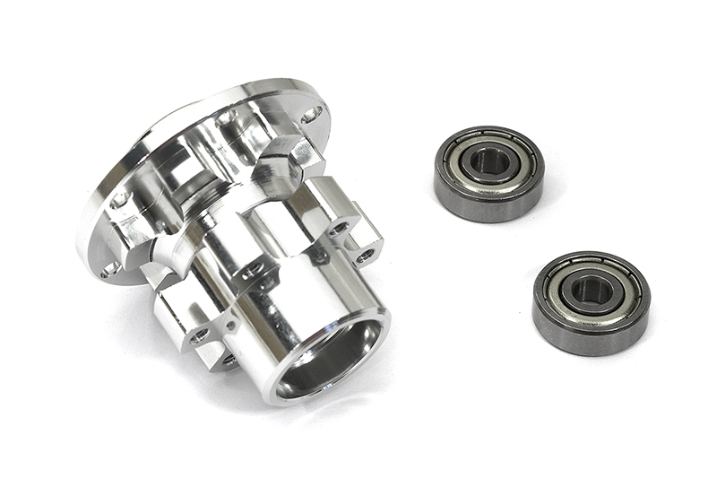 C33627SILVER Front Wheel Hub w/ 5X16mm Bearings for Losi 1/4 Promoto-MX Motorcycle - Image 1