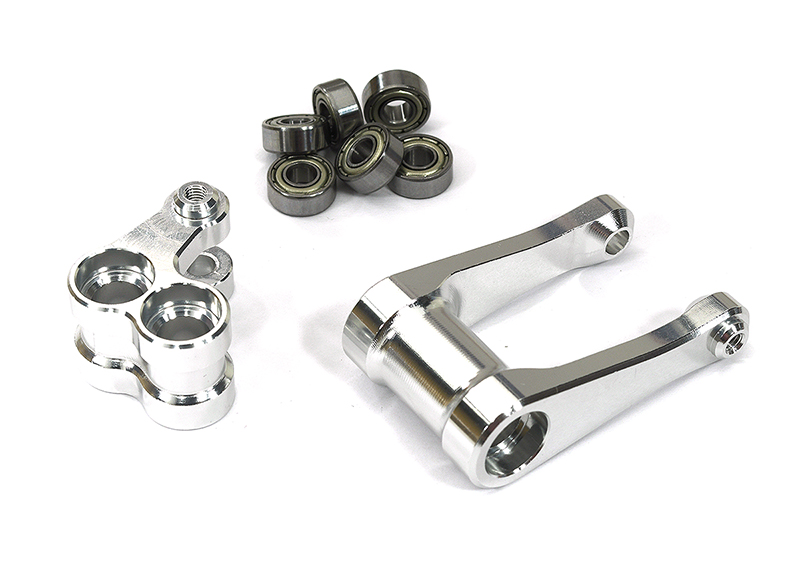 C33628SILVER Knuckle & Pull Rod w/ 4X10mm Bearings for Losi 1/4 Promoto-MX Motorcycle - Image 1