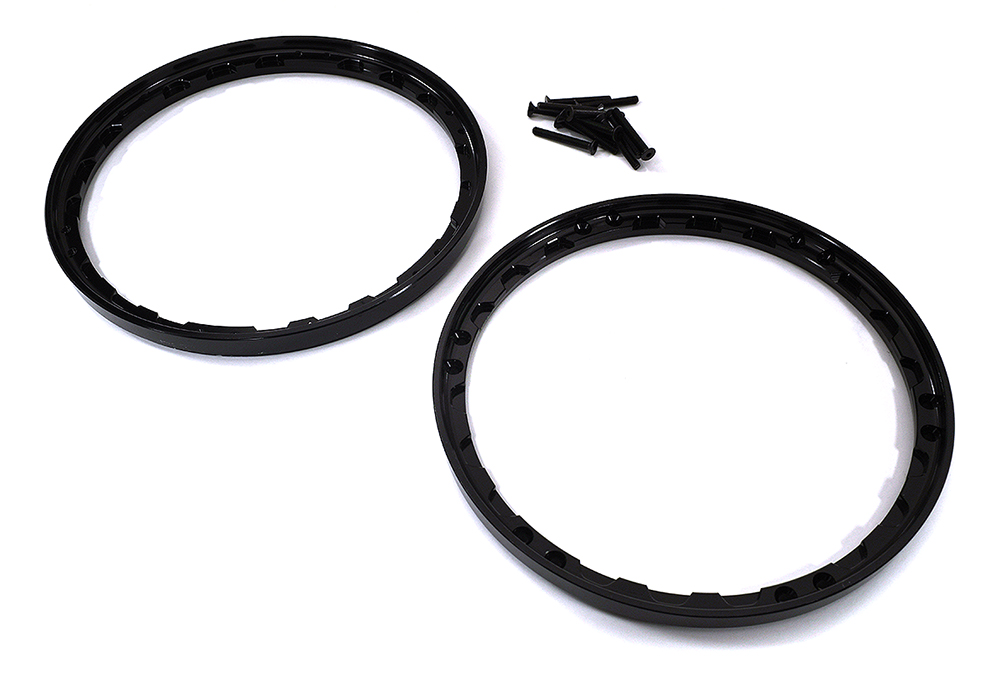 C33643BLACK Beadlock Front Wheel Reinforcement Ring Set for Losi 1/4 Promoto-MX Motorcycle - Image 1