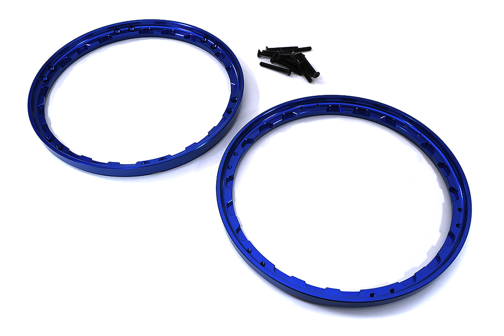 C33643BLUE Beadlock Front Wheel Reinforcement Ring Set for Losi 1/4 Promoto-MX Motorcycle - Image 1