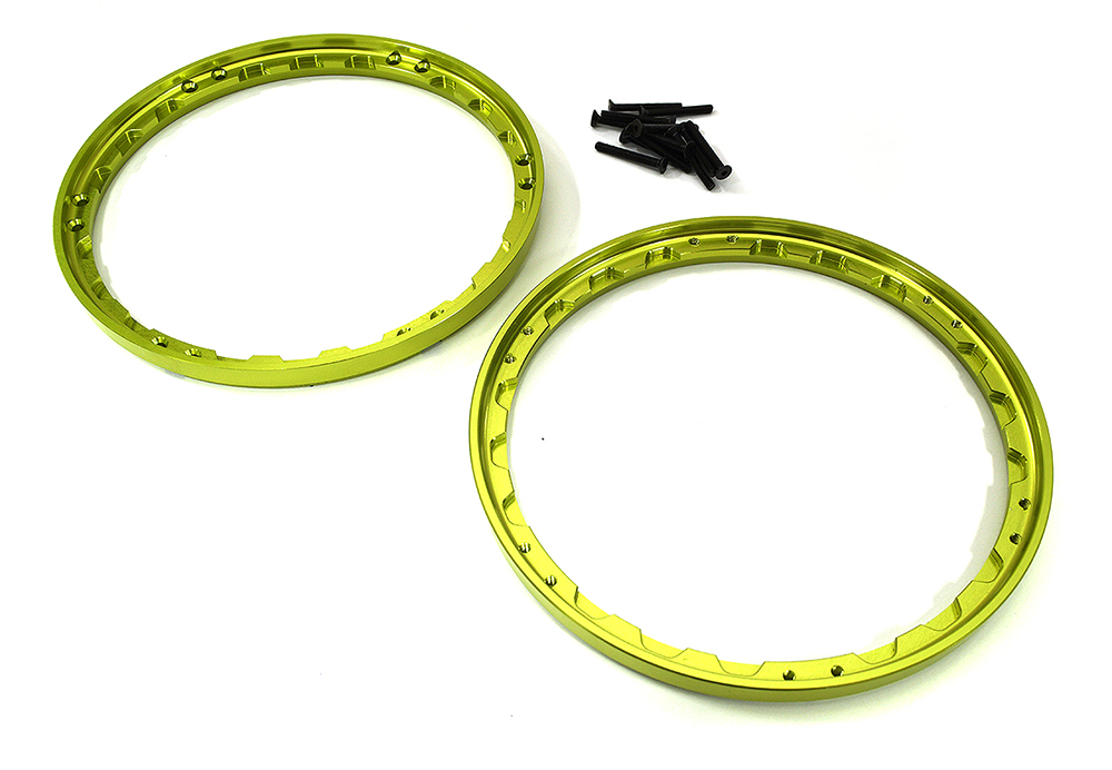 C33643GREEN Beadlock Front Wheel Reinforcement Ring Set for Losi 1/4 Promoto-MX Motorcycle - Image 1