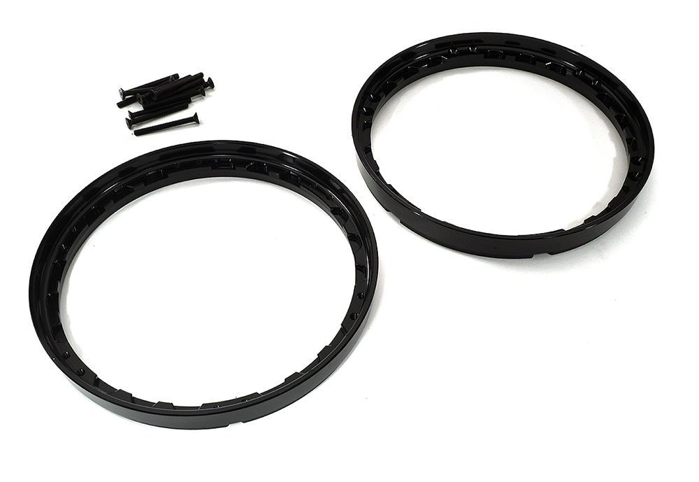 C33644BLACK Beadlock Rear Wheel Reinforcement Ring Set for Losi 1/4 Promoto-MX Motorcycle - Image 1