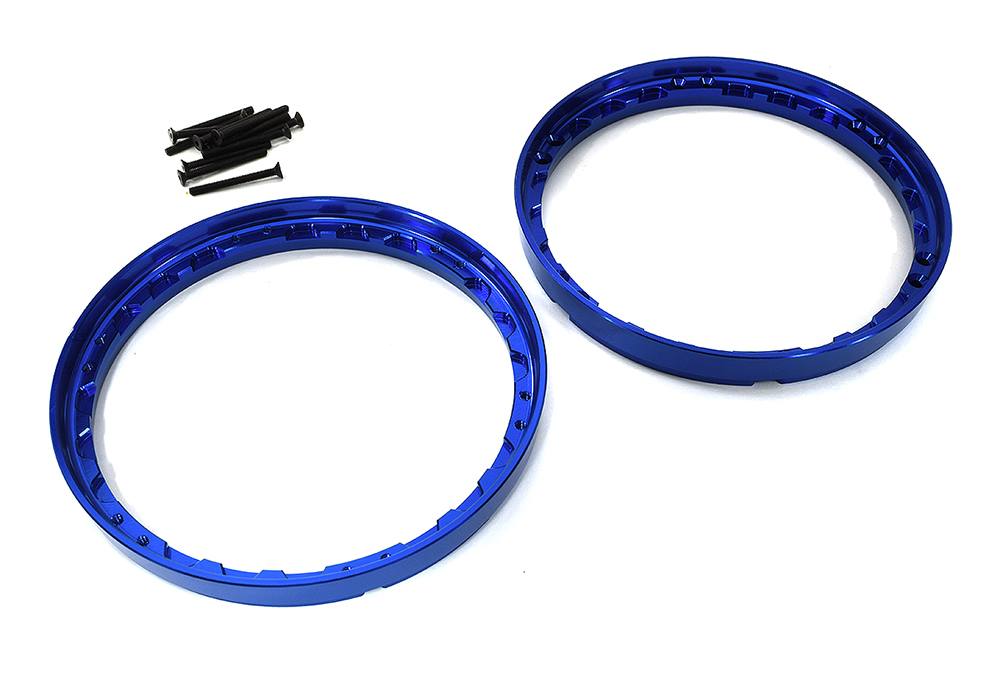C33644BLUE Beadlock Rear Wheel Reinforcement Ring Set for Losi 1/4 Promoto-MX Motorcycle - Image 1