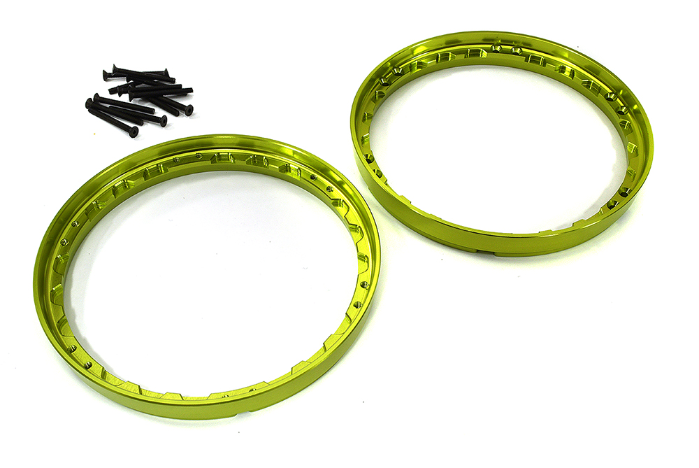 C33644GREEN Beadlock Rear Wheel Reinforcement Ring Set for Losi 1/4 Promoto-MX Motorcycle - Image 1