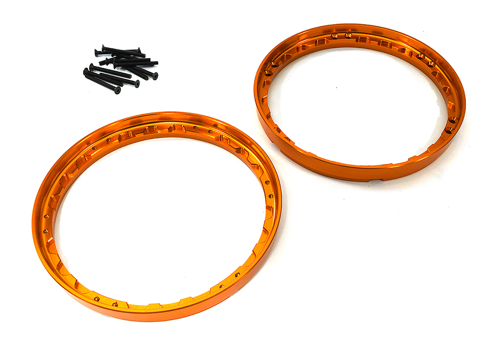 C33644ORANGE Beadlock Rear Wheel Reinforcement Ring Set for Losi 1/4 Promoto-MX Motorcycle - Image 1