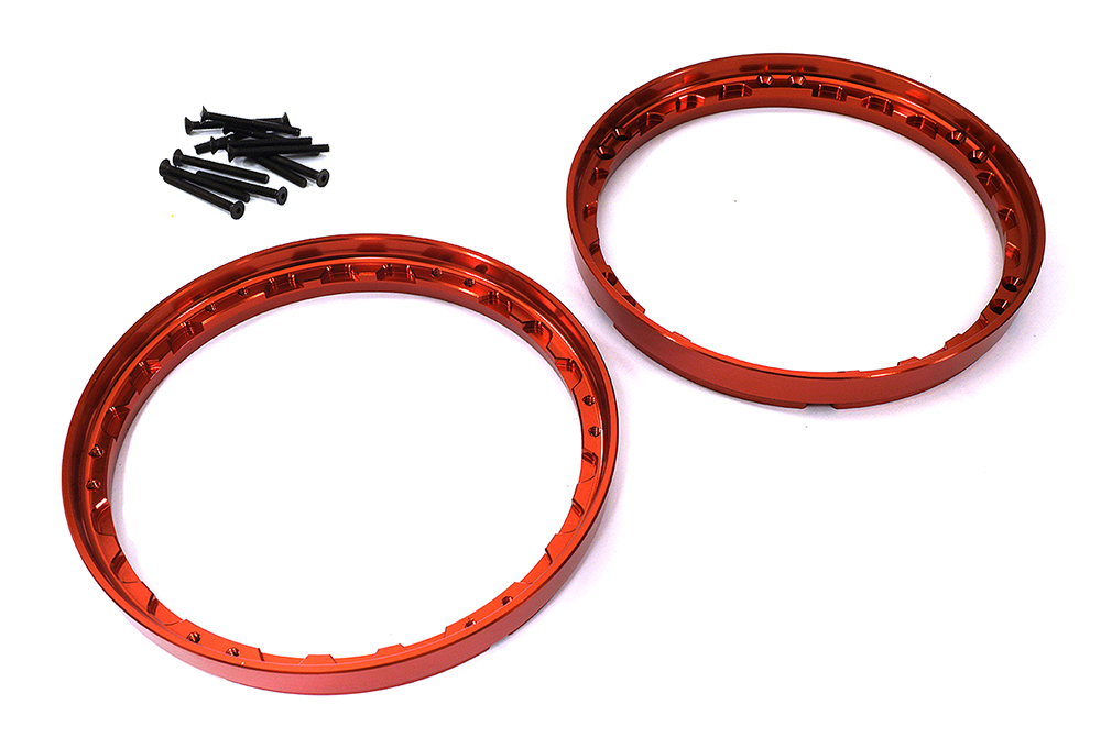 C33644RED Beadlock Rear Wheel Reinforcement Ring Set for Losi 1/4 Promoto-MX Motorcycle - Image 1