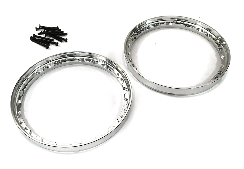 C33644SILVER Beadlock Rear Wheel Reinforcement Ring Set for Losi 1/4 Promoto-MX Motorcycle - Image 1