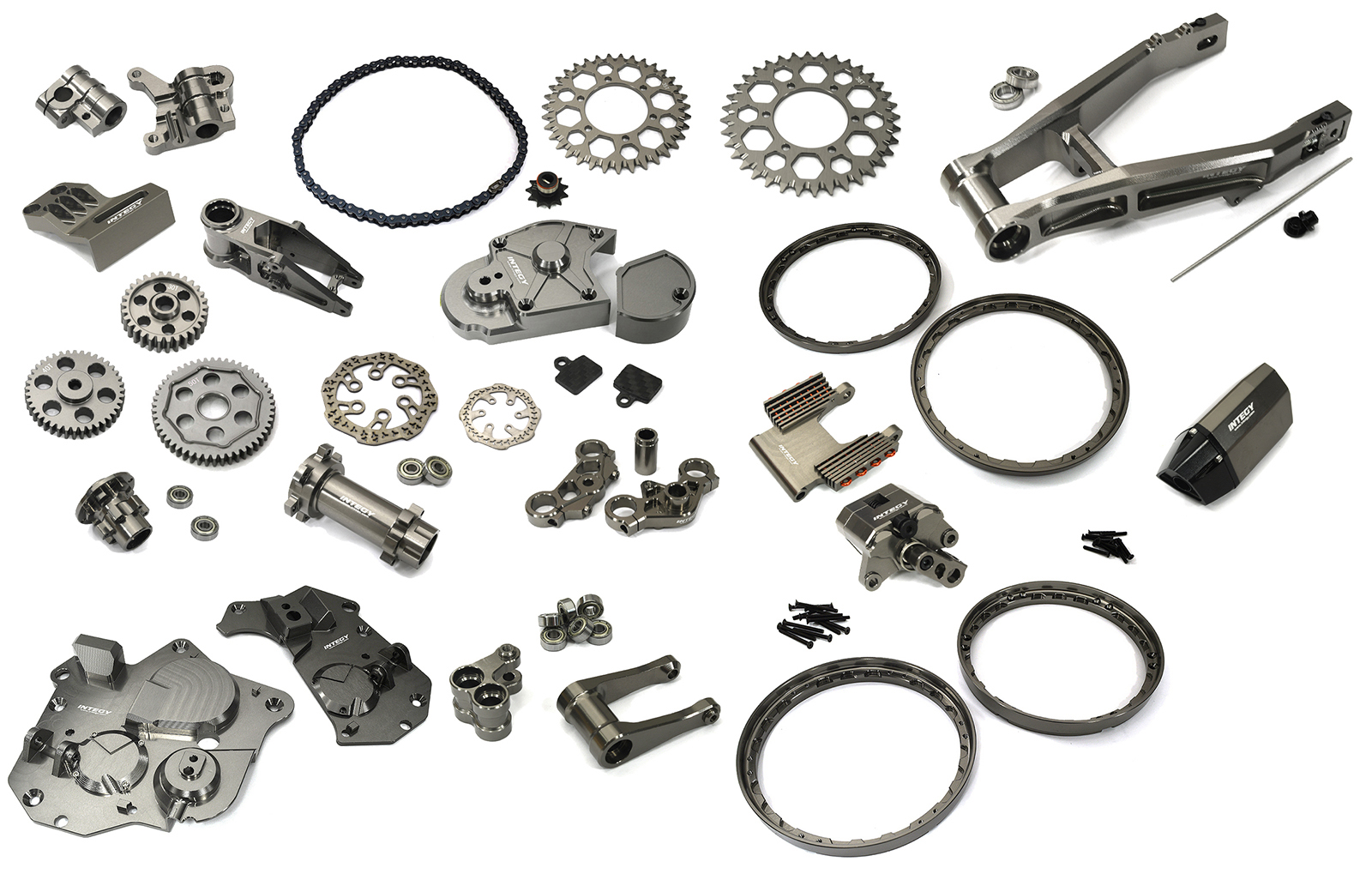 C33674GREY Billet Machined Alloy Conversion Kit Combo A for Losi 1/4 Promoto-MX Motorcycle - Image 1