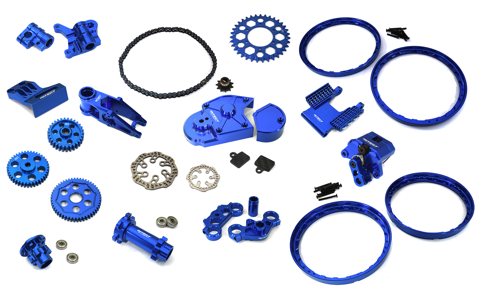 C33676BLUE Billet Machined Alloy Conversion Kit Combo C for Losi 1/4 Promoto-MX Motorcycle - Image 1