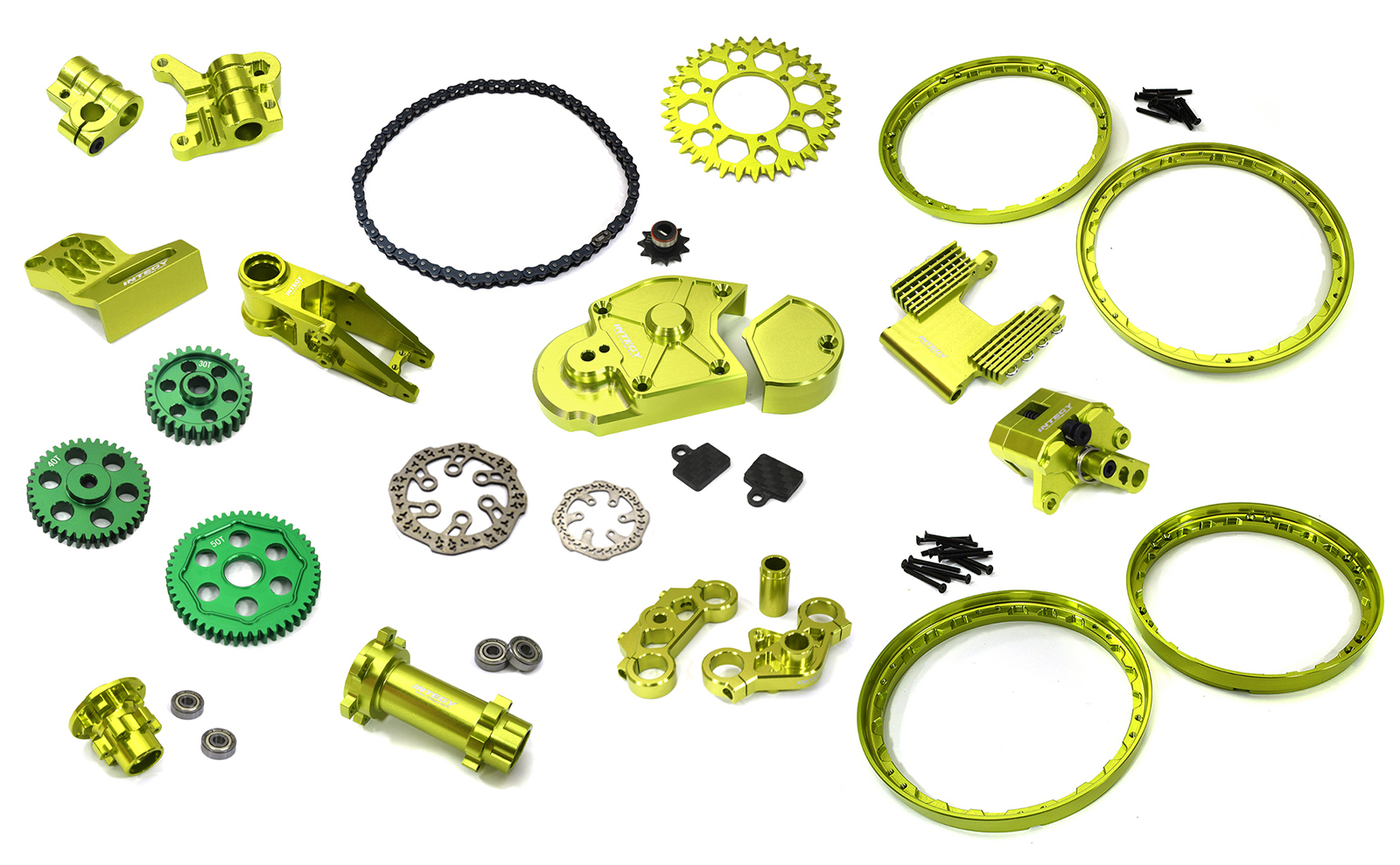 C33676GREEN Billet Machined Alloy Conversion Kit Combo C for Losi 1/4 Promoto-MX Motorcycle - Image 1