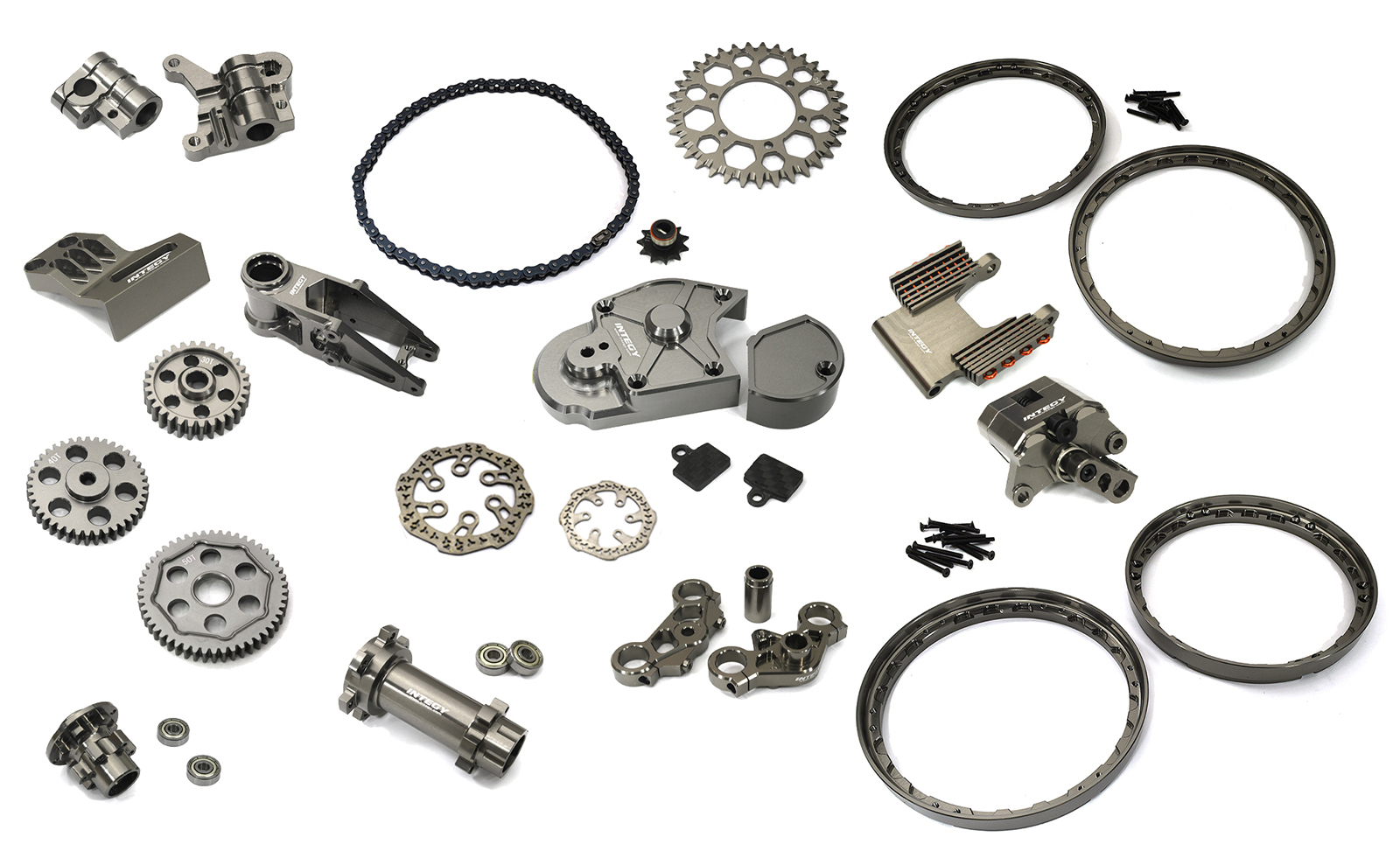 C33676GREY Billet Machined Alloy Conversion Kit Combo C for Losi 1/4 Promoto-MX Motorcycle - Image 1