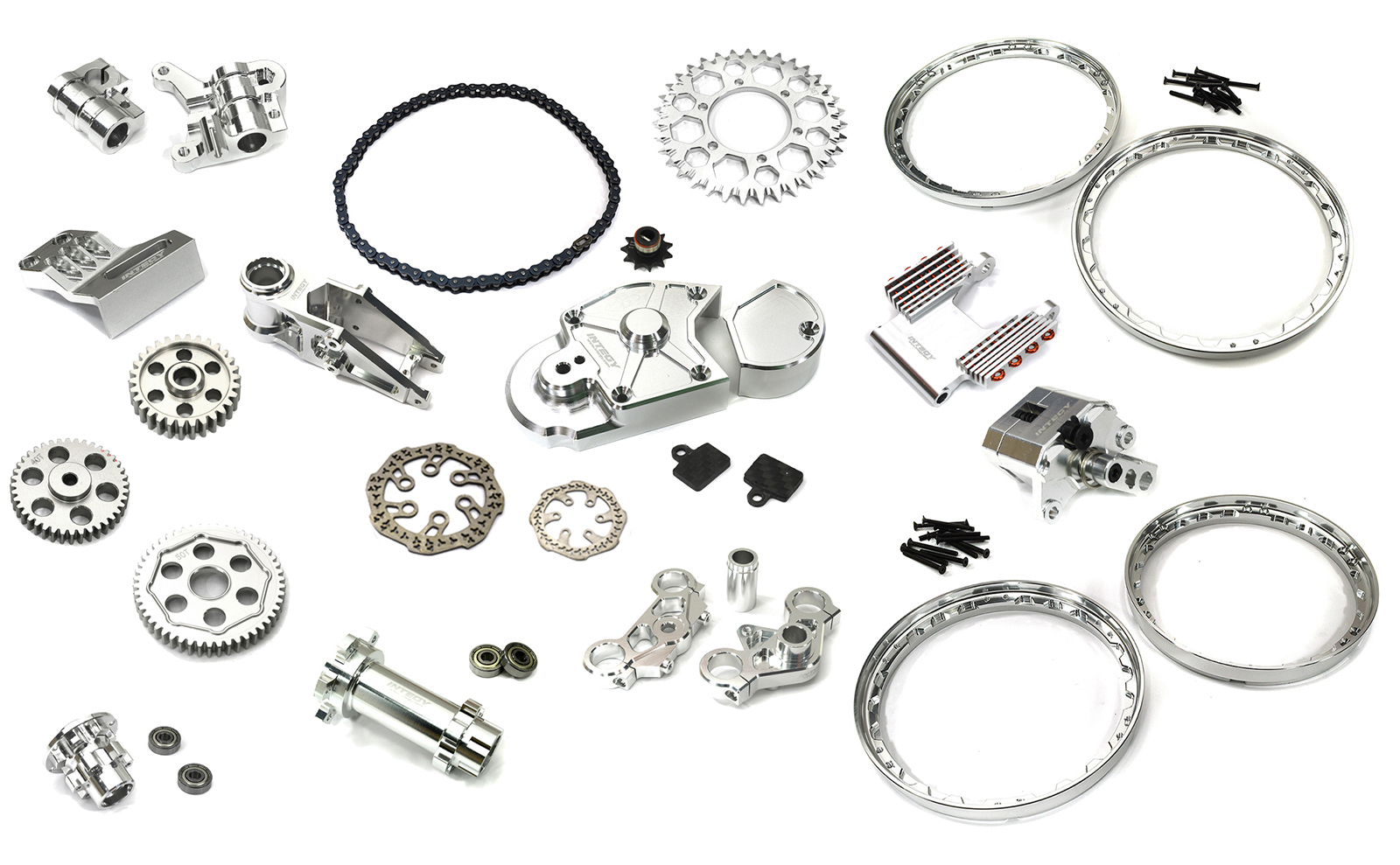 C33676SILVER Billet Machined Alloy Conversion Kit Combo C for Losi 1/4 Promoto-MX Motorcycle - Image 1