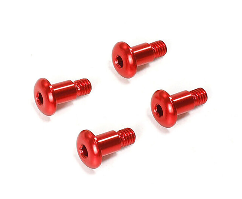 C33717RED Alloy Machined 5mm King Pins w/ M4 Thread for Tamiya TT-02B - Image 1