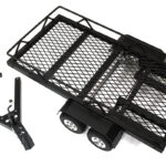 Machined Alloy Dual Axle Flatbed Car Trailer Kit for 1/24 RC, Black