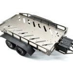 Machined Alloy Dual Axle Flatbed RC Car Trailer Kit, Silver, 1/16-1/18 Scale