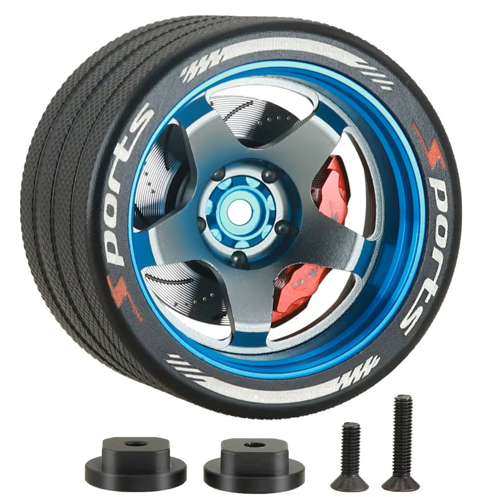 C33847BLUE Alloy 5 Spoke Steering Wheel for Sanwa, Futaba 7PX, NB4 & X9 - Image 1