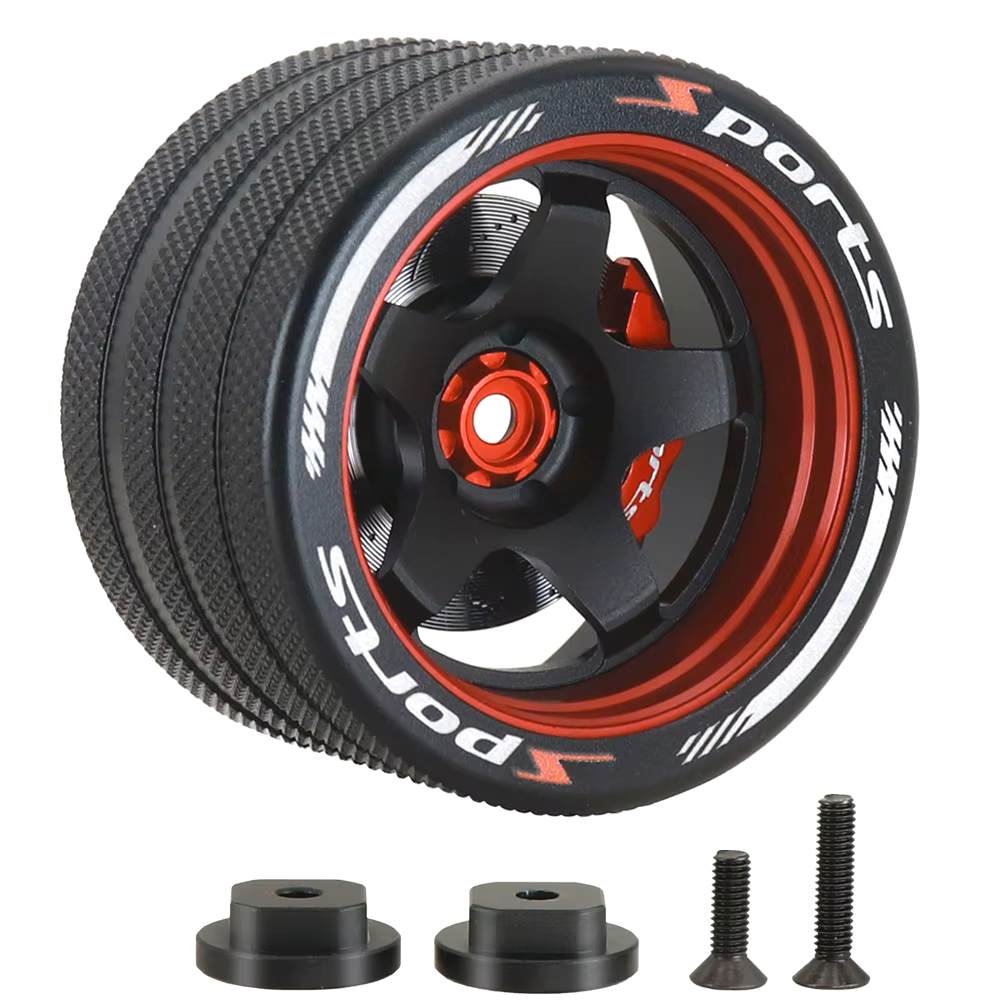 C33847RED Alloy 5 Spoke Steering Wheel for Sanwa, Futaba 7PX, NB4 & X9 - Image 1