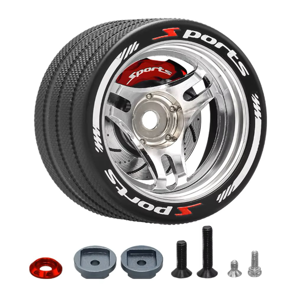 C33849BLACKSILVER Alloy 3 Dual Spoke Steering Wheel for Sanwa, Futaba 7PX, NB4 & X9 - Image 1