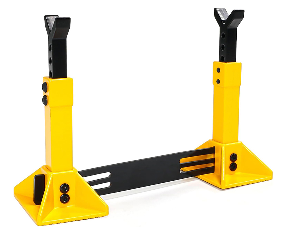 C33855YELLOW Realistic Model Jack Stands (2) for 1/10, 1/8 & 1/7 Scale RC - Image 1