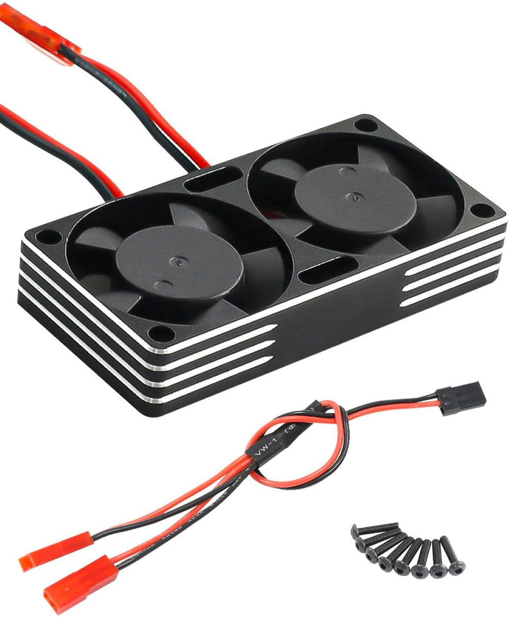 C33868BLACK Aluminum 7.4V High Speed Twin Cooling Fan w/ Ball Bearings 22k rpm 60x30x10.5mm - Image 1