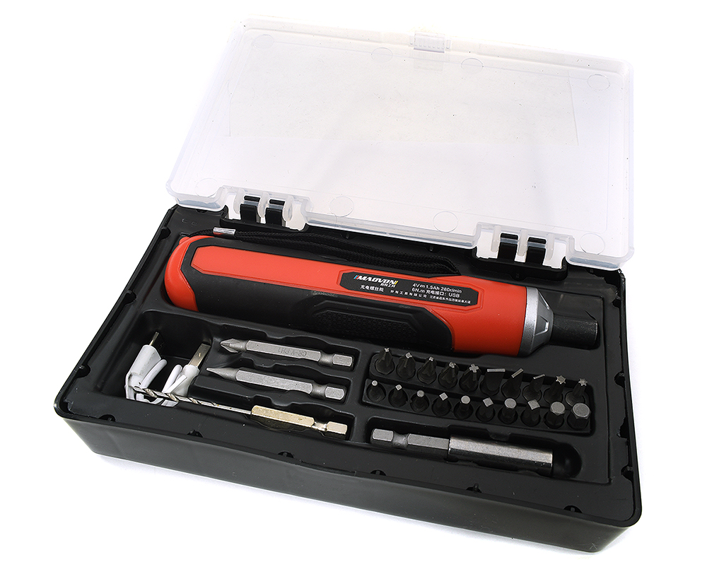 C33886 Cordless Rechargeable Power Screwdriver Set with 1/4in Adapters and USB Charging - Image 1