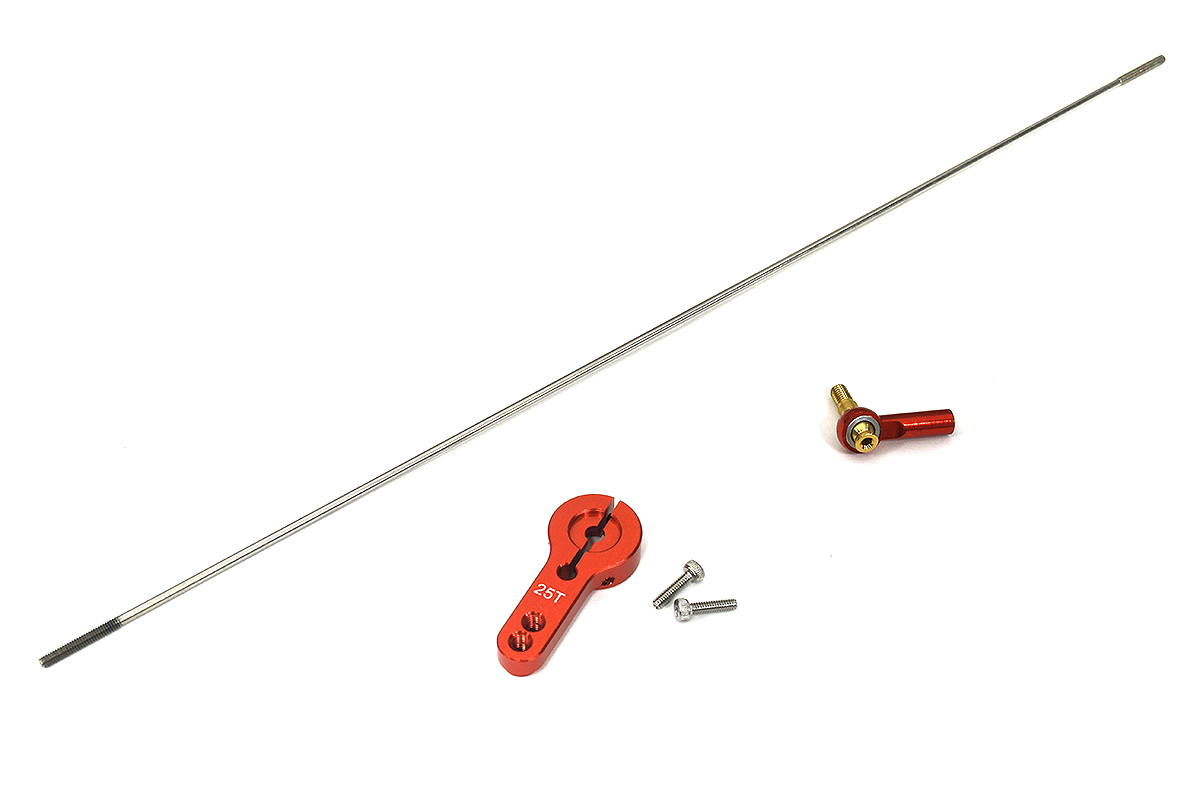 C33894 2mm Stainless Steel Servo Pushrod with Metal Ball End and 25T Servo Horn - Image 1