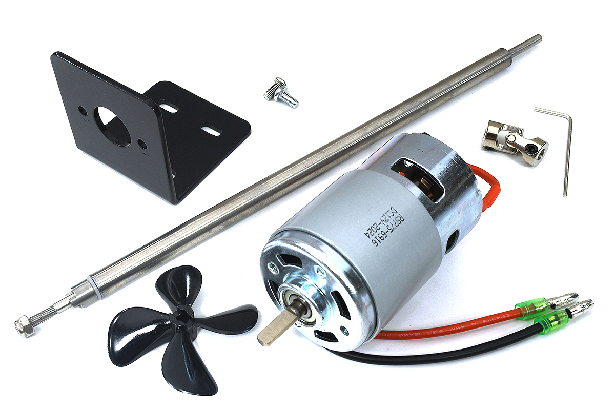 C33915 Stainless Steel 250mm 4mm Shaft with 750 DC Motor & 50mm 4-Blade Propeller - Image 1