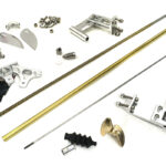Complete 4mm Flex Shaft Drive Kit with 95mm Rudder, Strut, Turn Fins, Trim Tabs