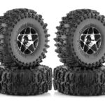 Alloy 1.0 Wheel (4) w/ Rubber Tires for TRX-4M & SCX24 O.D.=63mm 9869