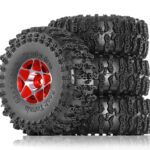 Alloy 1.0 Wheel (4) w/ Rubber Tires for TRX-4M & SCX24 O.D.=63mm 9869