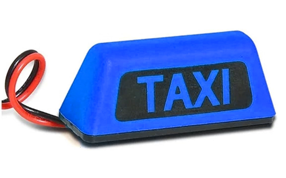 C33979BLUE Realistic Roof Top Taxi Light LED 37x14x15mm Plastic Housing for 1/10 Scale RC - Image 1