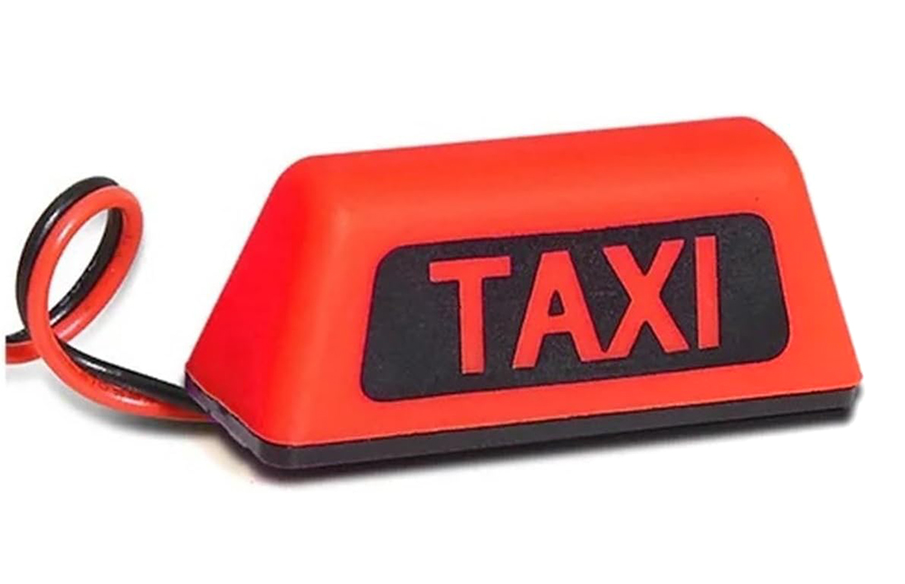 C33979RED Realistic Roof Top Taxi Light LED 37x14x15mm Plastic Housing for 1/10 Scale RC - Image 1