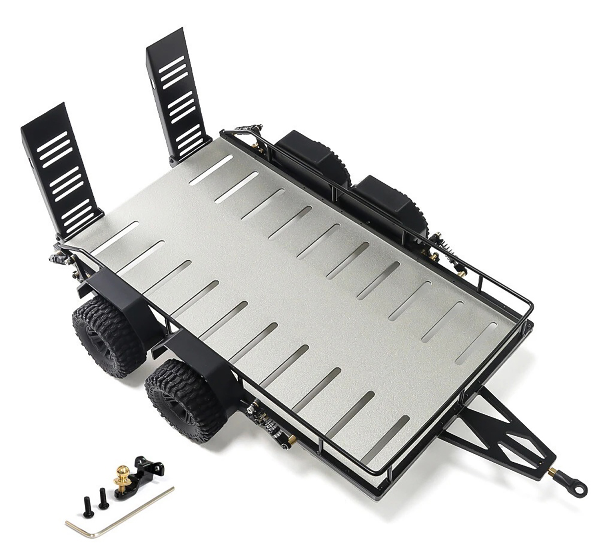 C33994GUN Alloy Flatbed Independent Suspension Car Trailer Kit for 1/18 RC 395x250x140mm - Image 1