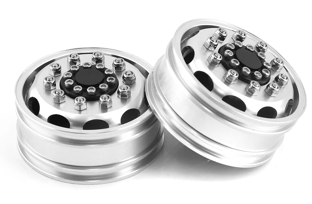 C33995 Billet Machined Alloy Front Wheels (2) for Tamiya 1/14 Scale Tractor Trucks - Image 1