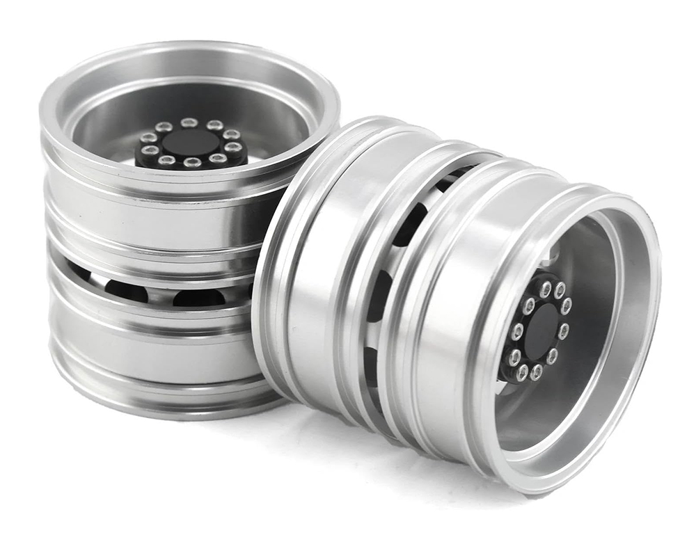 C33997 Machined Alloy Rear Dually Wheels (2) for Tamiya 1/14 Scale Tractor Trucks - Image 1