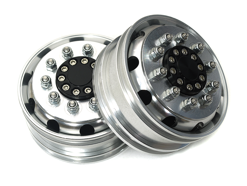 C33998 Billet Machined Alloy Front Wheels (2) for Tamiya 1/14 Scale Tractor Trucks - Image 1