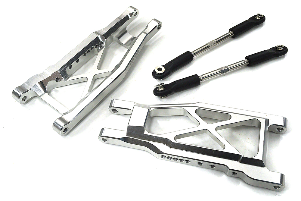 C34007SILVER Rear +14mm Wide-Suspension Kit for Traxxas Stampede & Rustler w/ 3655R - Image 1