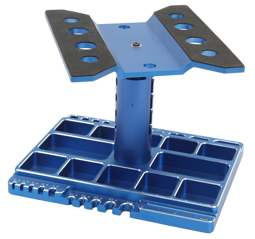 C34024BLUE Universal 360 Car Stand Workstation for 1/10 & 1/8 Size (160x130x170mm) - Image 1