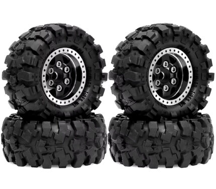 Alloy 1.0 Wheel (4) w/ Rubber Tires for TRX-4M & SCX24 O.D.=57mm